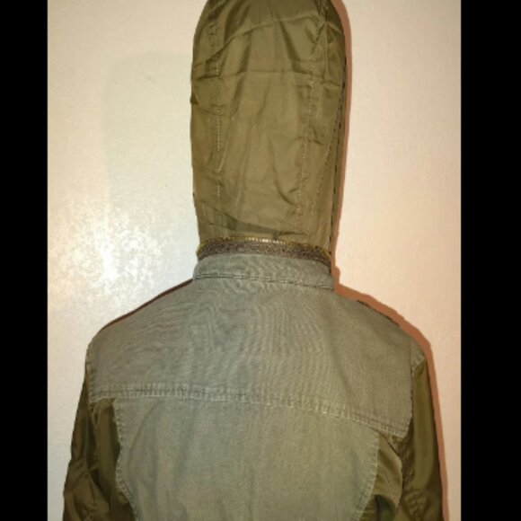 American Rag CIE Women's Cargo Jacket Olive Green Zip Front Snap Hooded Size XL. - Picture 6 of 8